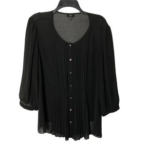 Talbots Woman Sheer Lined Button Down Long Sleeve Top